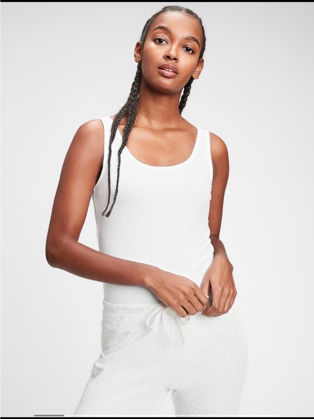 GAP Classic White Scoop Neck Bodysuit Top